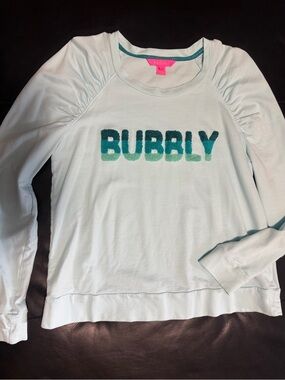 Lilly Pulitzer Bubbly embroidery lettering Aldean sweatshirt large
